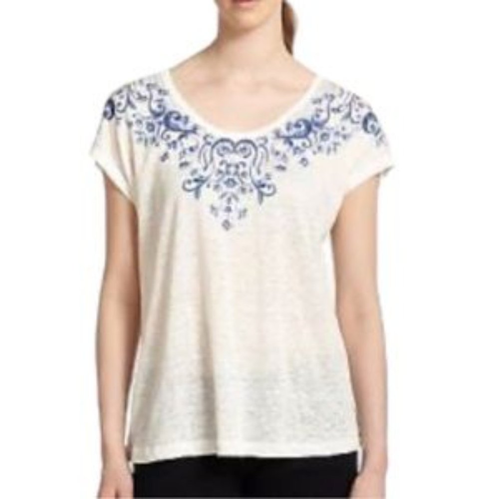 Joie Nasa B White Linen Dolman Top